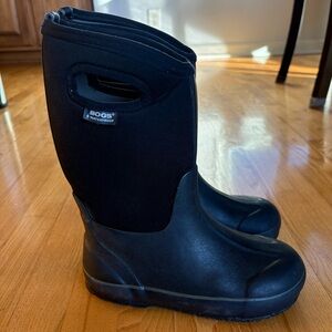 Bogs Snow Boots Size 3 Youth Boys Classic High Handles Pull On Black Winter Warm